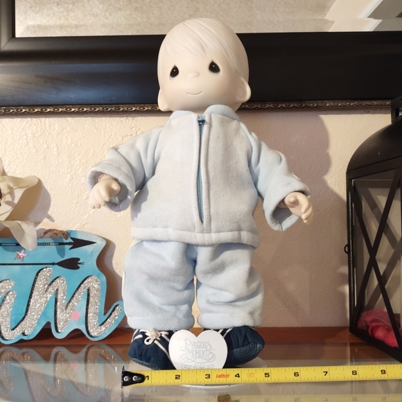 Vintage 1984 Precious Moments Mikey Porcelain Doll 13" Tall Collectible on Blue. - Picture 8 of 11